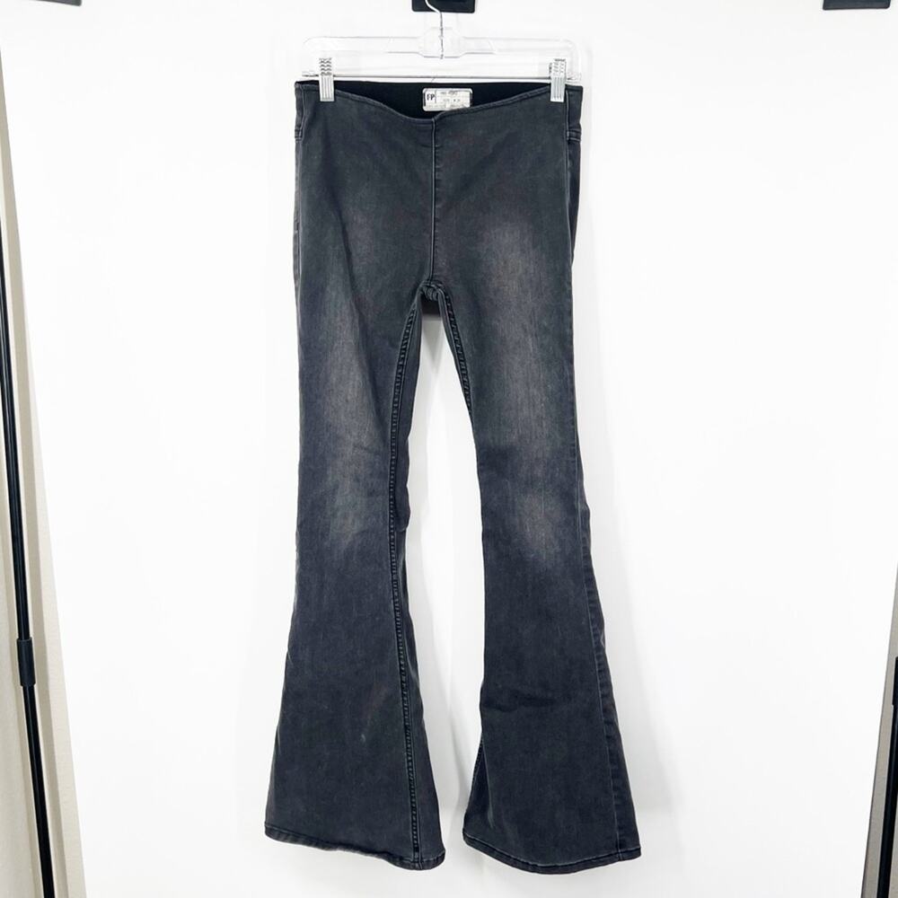 We the Free People Gray Just Float Pull On Denim Stretch Bell Bottom Jeans